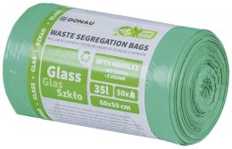 Worki do segregacji odpadów DONAU HOME, z uszami, szkło, 35l, 50 szt., zielone