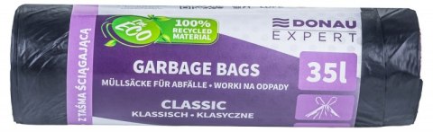 Worki na odpady DONAU EXPERT, klasyczne, LDPE, z taśmą, 35l, 15 szt., czarne