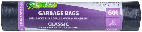 Worki na odpady DONAU EXPERT, klasyczne, LDPE, z taśmą, 60l, 10 szt., czarne