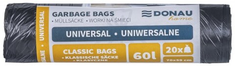 Worki na śmieci DONAU HOME, uniwersalne, 60l, 20 szt., czarne