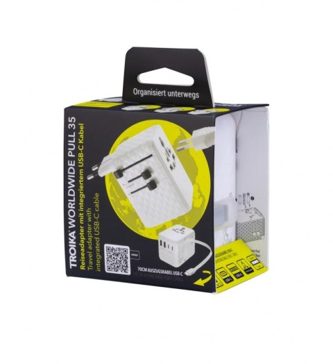 Adapter do ładowania TROIKA Worldwide Pull 35, biały