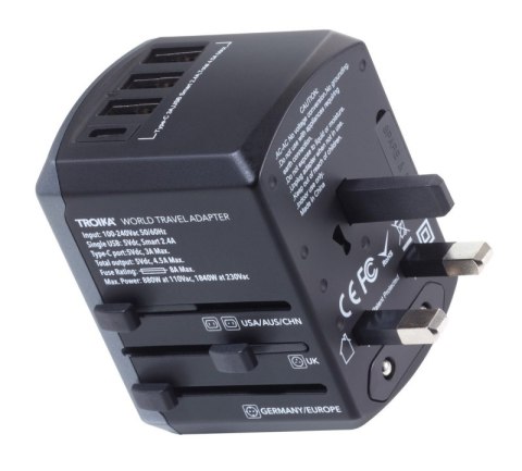 Adapter podróżny TROIKA World Travel, czarny