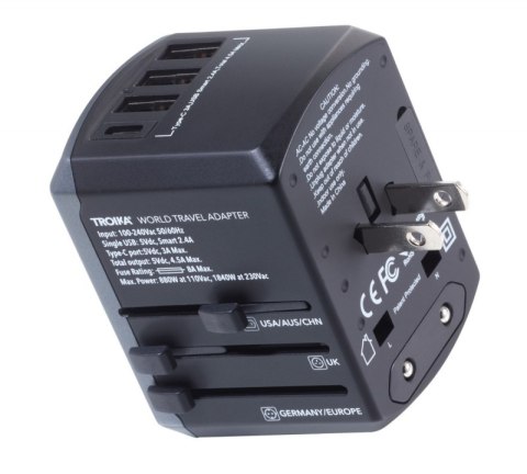 Adapter podróżny TROIKA World Travel, czarny