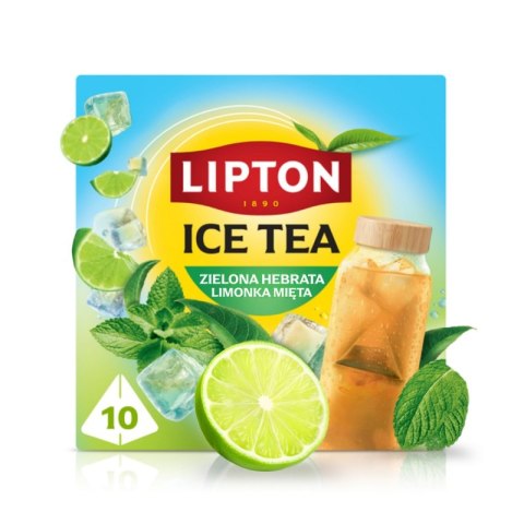 Herbata LIPTON, do parzenia na zimno, mięta i limonka, 10 torebek
