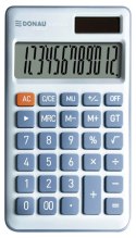 Kalkulator biurowy DONAU TECH, 12-cyfr. wyświetlacz, funkcja pierw., GT, wym. 137x84 mm, niebieski