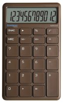 Kalkulator biurowy DONAU TECH, 12-cyfr. wyświetlacz, funkcja pierw., wym. 137x84 mm, brązowy