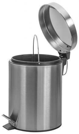 Kosz ze stopką Donau Home, wolnoopadający, 5l, srebrny mat