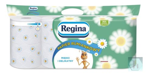Papier toaletowy REGINA Rumiankowy, 3-warstwowy, 18m, 150 listków, 8 rolek, biały