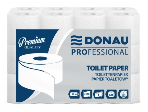 Papier toaletowy celulozowy DONAU PROFESSIONAL, 3-warstwowy, 150 listków, 24szt., biały