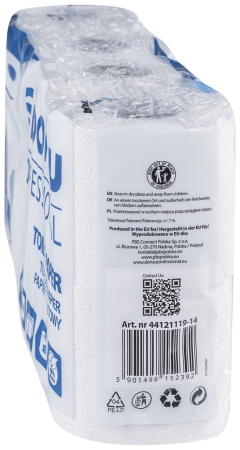 Papier toaletowy celulozowy DONAU PROFESSIONAL, 3-warstwowy, 150 listków, 8szt., biały