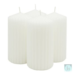 Świeca słupek ryflowana DONAU HOME Standard, 60x120mm, 4 szt., biała