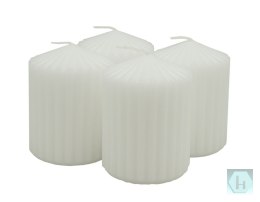 Świeca słupek ryflowana DONAU HOME Standard, 60x80mm, 4 szt., biała