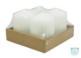 Świeca słupek ryflowana DONAU HOME Standard, 60x80mm, 4 szt., biała