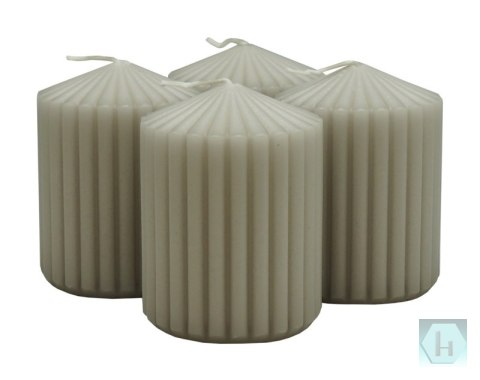 Świeca słupek ryflowana DONAU HOME Standard, 60x80mm, 4 szt., jasnoszara
