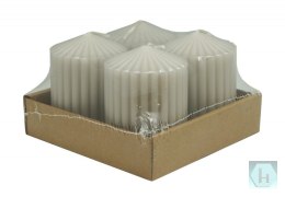 Świeca słupek ryflowana DONAU HOME Standard, 60x80mm, 4 szt., jasnoszara