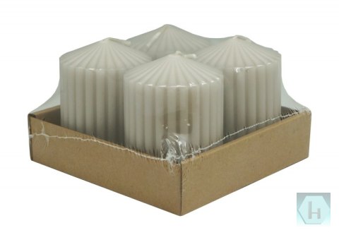 Świeca słupek ryflowana DONAU HOME Standard, 60x80mm, 4 szt., jasnoszara