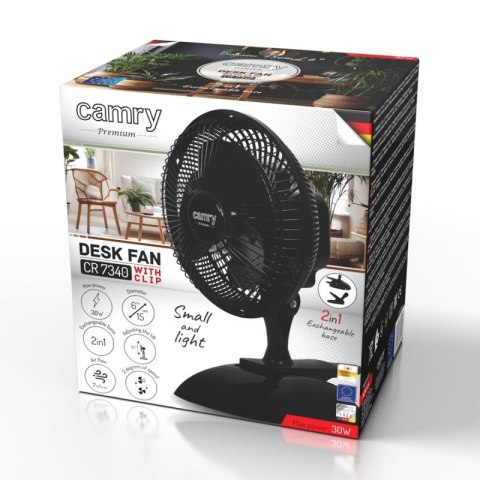 Wentylator CAMRY, biurkowy, z klipsem, śr. 15cm, 30W, czarny