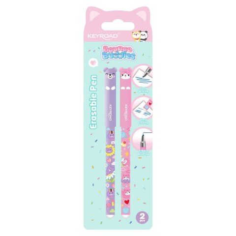 Długopis wymazywalny KEYROAD Bounce Buddies, 0,6mm, 2 szt., blister, niebieski