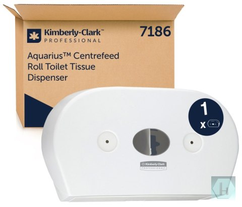 Dozownik podwójny do papieru toaletowego KIMBERLY-CLARK, 7186, centralne odwijanie, biały