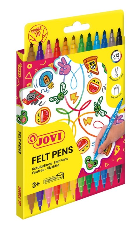 Flamastry JOVI, dwustronne, 12 szt., mix kolorów