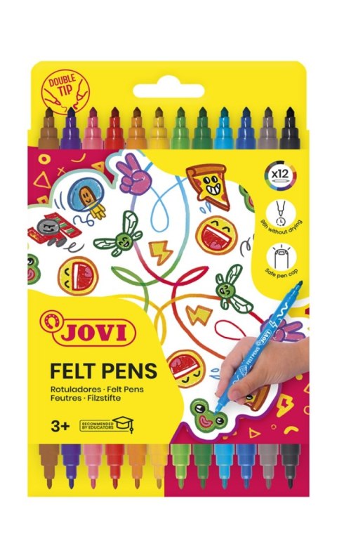 Flamastry JOVI, dwustronne, 12 szt., mix kolorów