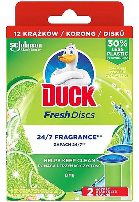 Krążki żelowe do toalet DUCK Fresh Discs Lime, wkład uzupełniający, 12szt.