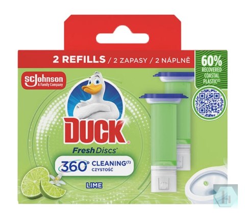 Krążki żelowe do toalet DUCK Fresh Discs Lime, wkład uzupełniający, 12szt.