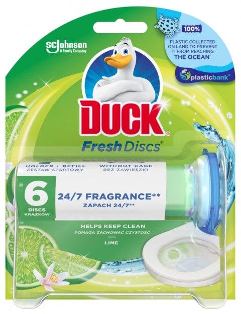 Krążki żelowe do toalet DUCK Fresh Discs Lime, z uchwytem, 6szt.