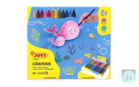 Kredki plastikowe JOVI Large Easy Grip, sześciokątne, 300 szt., mix kolorów