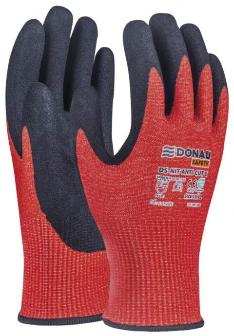 Rękawice antyprzecięciowe DONAU SAFETY DS-NIT Anti-Cut C, rozm. 10, czerwony