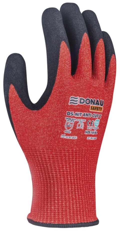 Rękawice antyprzecięciowe DONAU SAFETY DS-NIT Anti-Cut C, rozm. 11, czerwony