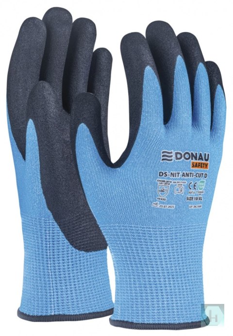 Rękawice antyprzecięciowe DONAU SAFETY DS-NIT Anti-Cut D, rozm. 7, niebieskie