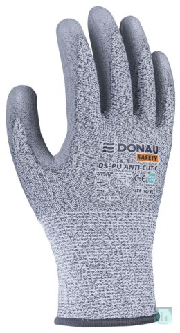 Rękawice antyprzecięciowe DONAU SAFETY DS-PU Anti-Cut C, rozm. 10, jasnoszary