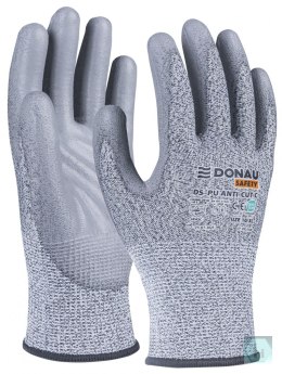 Rękawice antyprzecięciowe DONAU SAFETY DS-PU Anti-Cut C, rozm. 8, jasnoszary