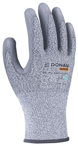 Rękawice antyprzecięciowe DONAU SAFETY DS-PU Anti-Cut C, rozm. 9, jasnoszary