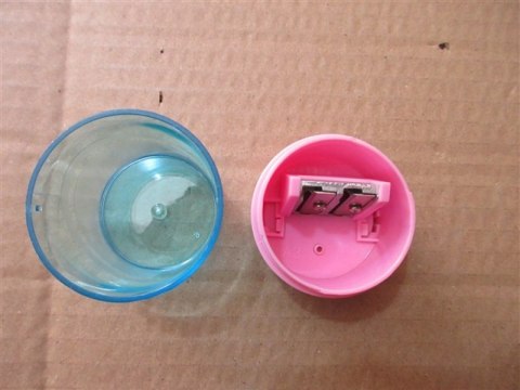 Temperówka plastikowa KEYROAD, pastel, podwójna, z pojemnikiem, blister, mix kolorów