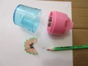 Temperówka plastikowa KEYROAD, pastel, podwójna, z pojemnikiem, blister, mix kolorów