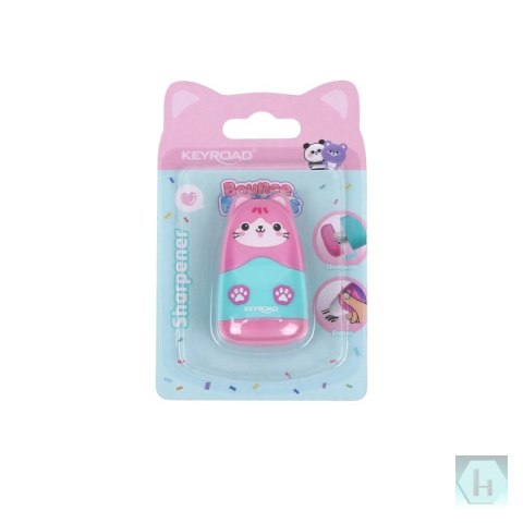 Temperówka plastikowa z gumką KEYROAD Bounce Buddies, pojedyncza, blister, mix kolorów