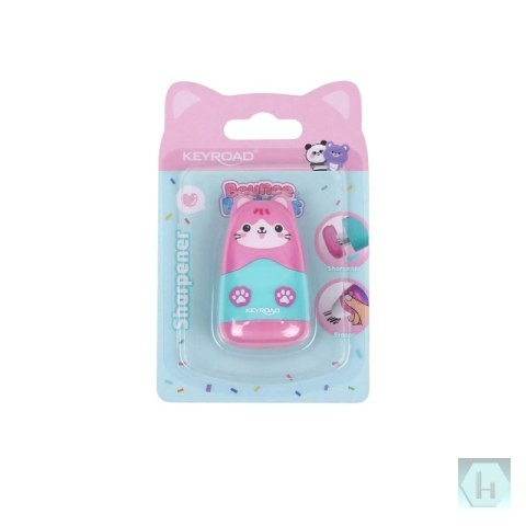 Temperówka plastikowa z gumką KEYROAD Bounce Buddies, pojedyncza, blister, mix kolorów