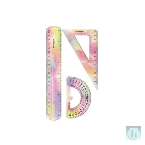 Zestaw geometryczny KEYROAD Glitter, elastyczny, 3 elem., blister
