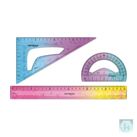 Zestaw geometryczny KEYROAD Iridescent, opalizujący, 4 elem., blister, mix kolorów