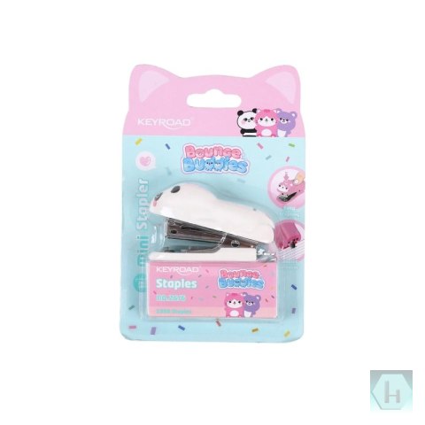 Zszywacz mini KEYROAD Bounce Buddies, 1000 zszywek, blister, mix kolorów