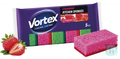Gąbka kuchenna VORTEX, 5 szt., zapach truskawkowy, mix kolorów