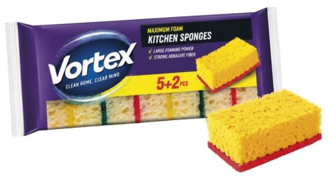 Gąbka kuchenna VORTEX Extra, 5+2 szt., mix kolorów