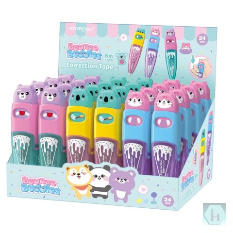Korektor w taśmie KEYROAD Bounce Buddies, 5mmx6m, pakowane na displayu, mix kolorów