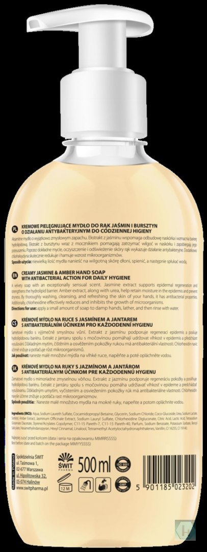 Kremowe mydło do rąk CLEANHANDS, 500ml, jaśmin i bursztyn