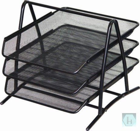 Półka na dokumenty DOTTS A4 (3) siatka czarna 350x297x275mm