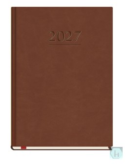Terminarz Popularny A5 2027, ciemno brązowy, kalendarz 1 tydzień na 2 stronach, Michalczyk i Prokop T-209V-S2