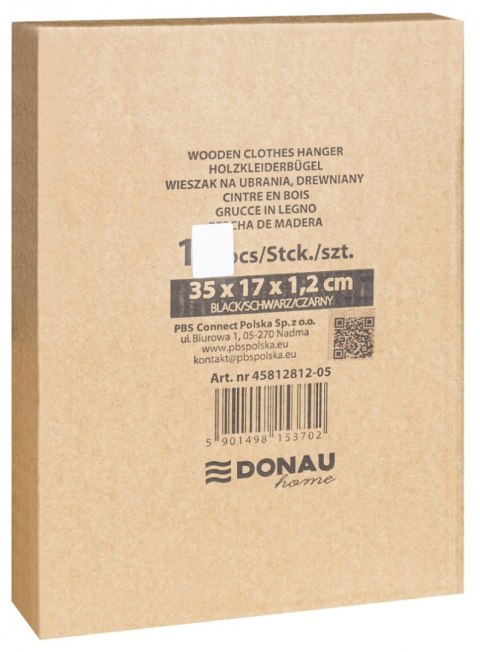 Wieszak na spodnie drewniany DONAU HOME, 35x17x1,2cm, 10 szt., czarny