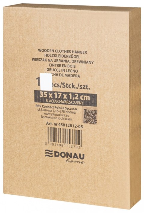 Wieszak na spodnie drewniany DONAU HOME, 35x17x1,2cm, 10 szt., czarny